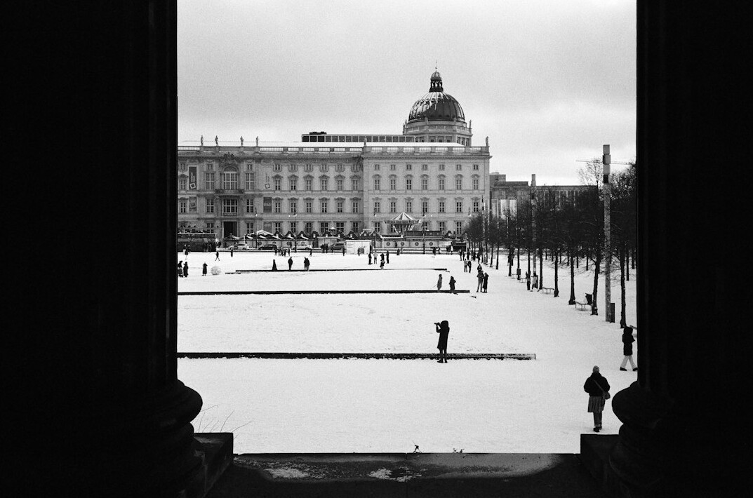 snowy landscape with people