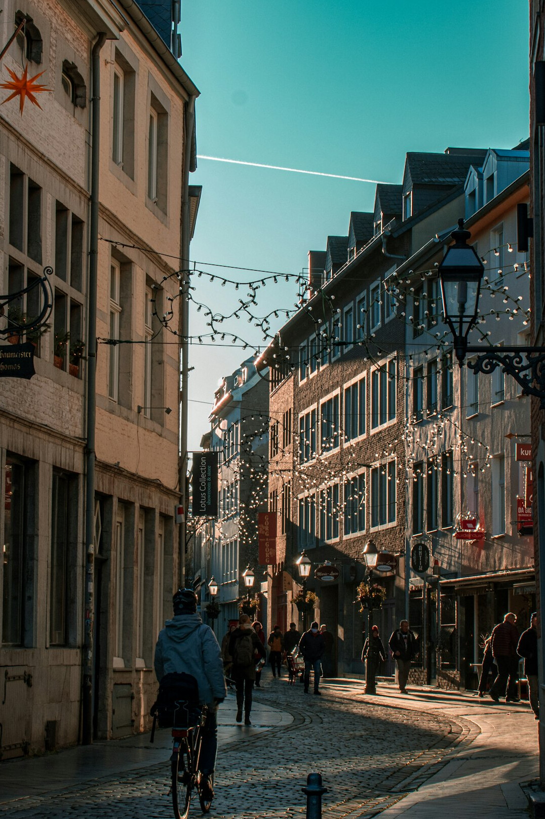 city street with people